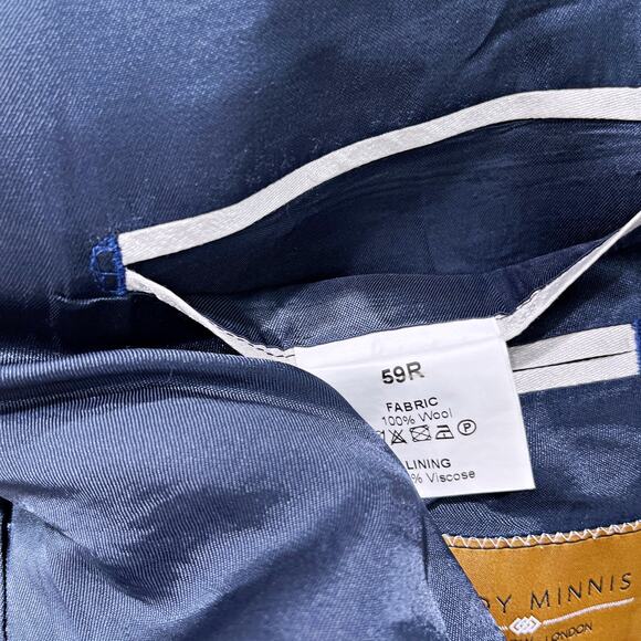 Hardy Minnis Savile Row Wool Birdseye Sport Coat Blue Ticket Pocket Mens 59R - Picture 10 of 10